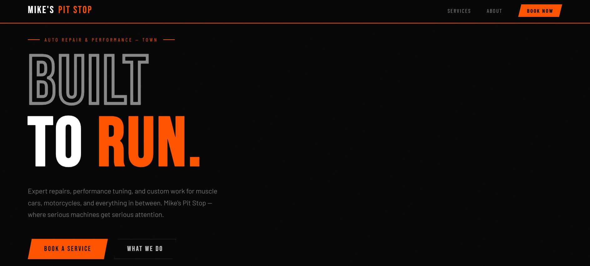 Mike's Pit Stop website preview