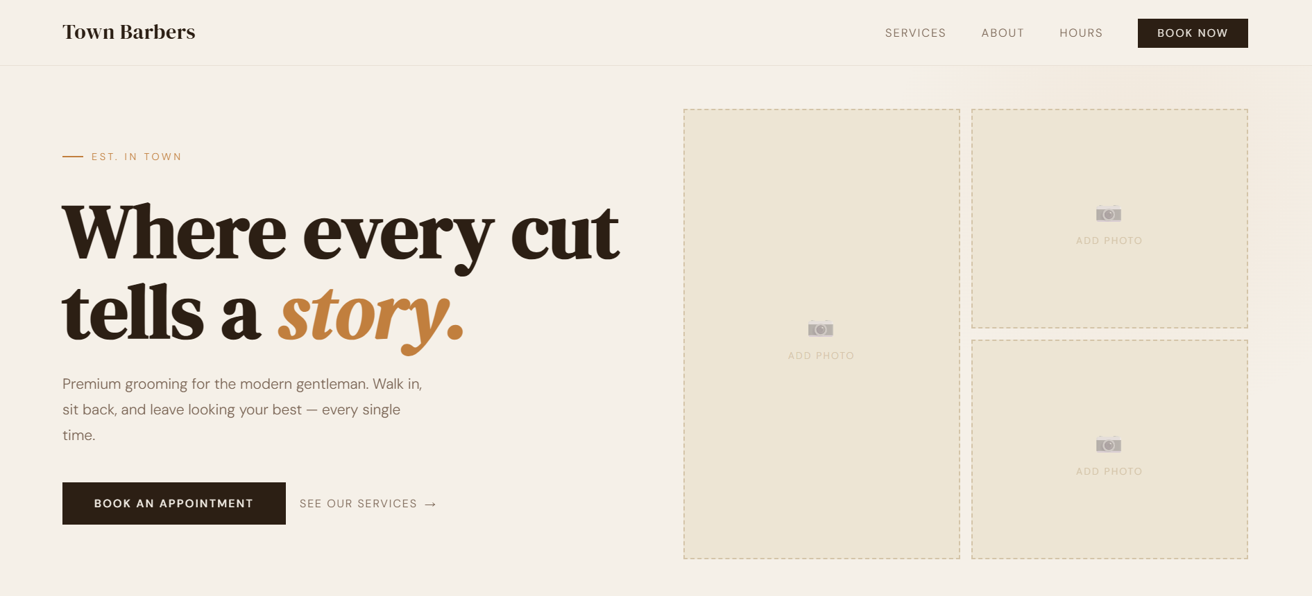 Town Barbers website preview